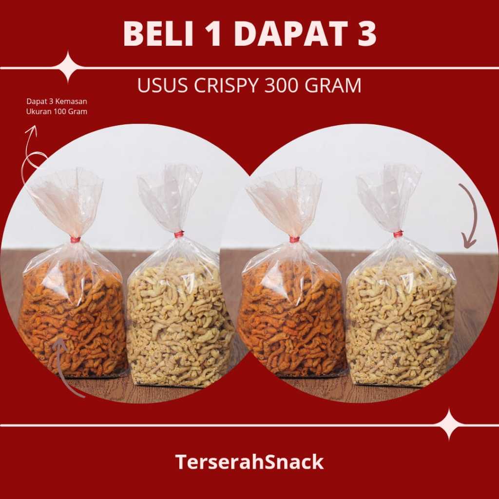 

Buy 1 Get 3 USUS CRISPY 300 Gram Kripik Usus Rasa Original 100gr Pedas 100gr gurih TerserahSnack