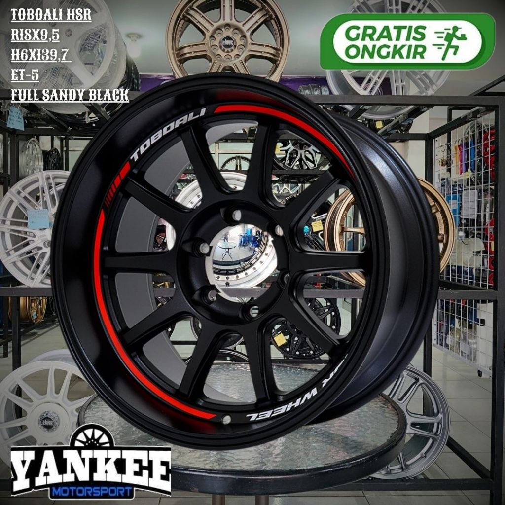 Velg Racing Ring 18 LEBAR 9,5 hsr TOBOALI Lobang 6 pelek mobil FORTUNER,COLORADO,HILUX DC R18