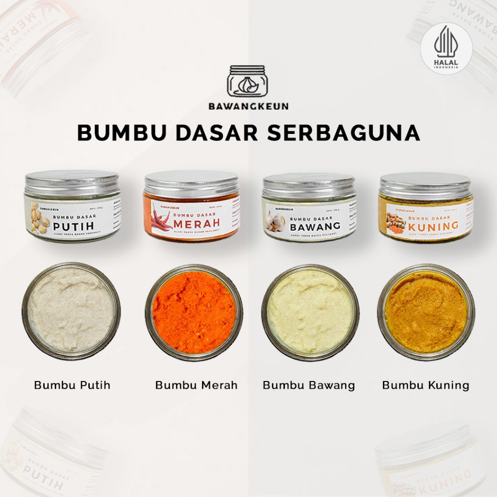 

Bumbu Dasar Putih Merah Kuning Serbaguna by BAWANGKEUN BUMBU Instan Tumis Halus Nasi Goreng Sop Soto