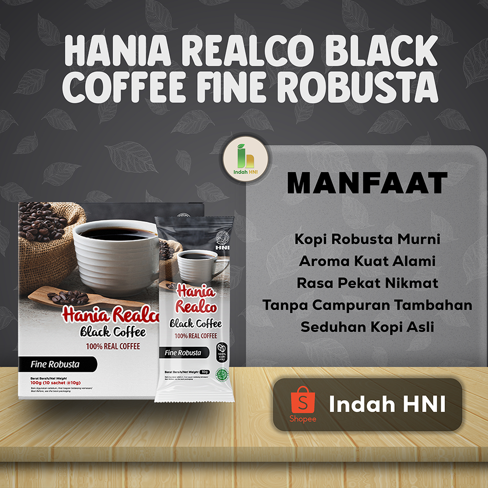 

HANIA REALCO BLACK COFFEE FINE ROBUSTA HNI HPAI – Kopi Robusta Bubuk Asli | Rasa Pekat & Nikmat | 10 Sachets