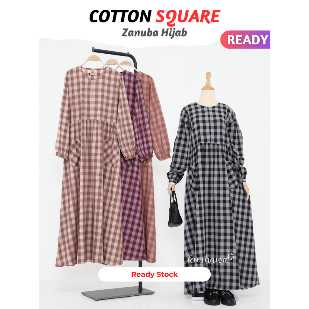 COTTON SQUARE Zanuba Hijab Official Jilbabsyarie . Gamis Daily Abaya Dress Kotak