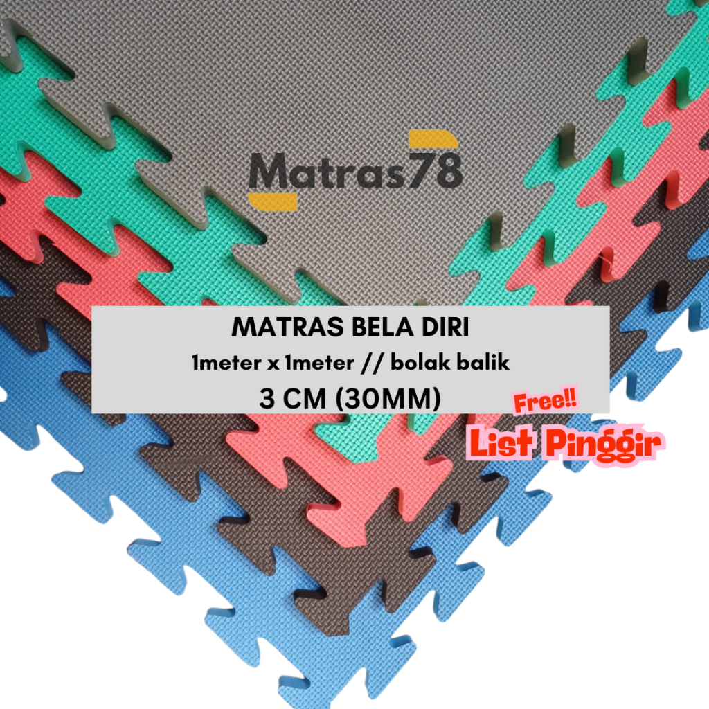 Matras Bela Diri Evamat 1x1m Tebal [3Cm] Bolak Balik eva sponge  Berkualitas [SNI] (semua bela diri)