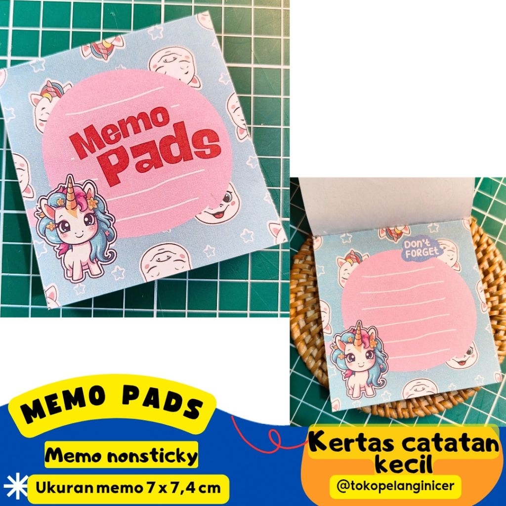 

Memo Pads Non Sticky Cute – Kertas Catatan Kecil 7 x 7,4 cm- Kertas Memo Motif Lucu Murah- Kertas Memo Unicorn