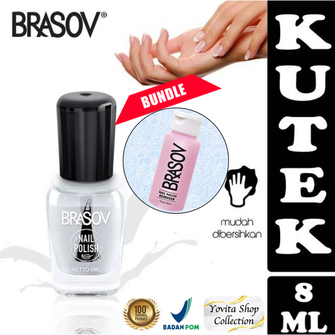 Kutek Brasov Bening Halal Murah 8ml | Cat Kuku Nail Polish 8ml BPOM