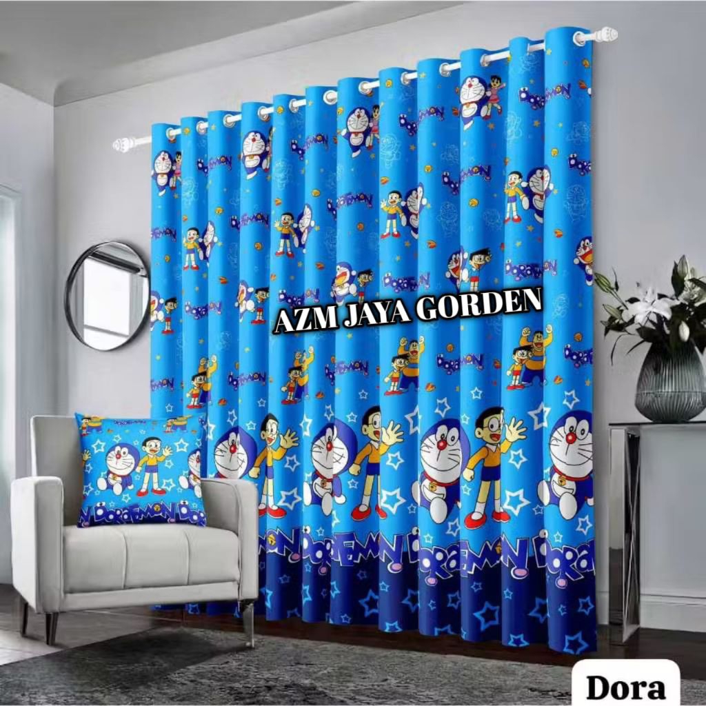 gorden kamar anak laki-laki dan perempuan Gorden kalakter Doraemon keropy hello kitty Tirai jendela 