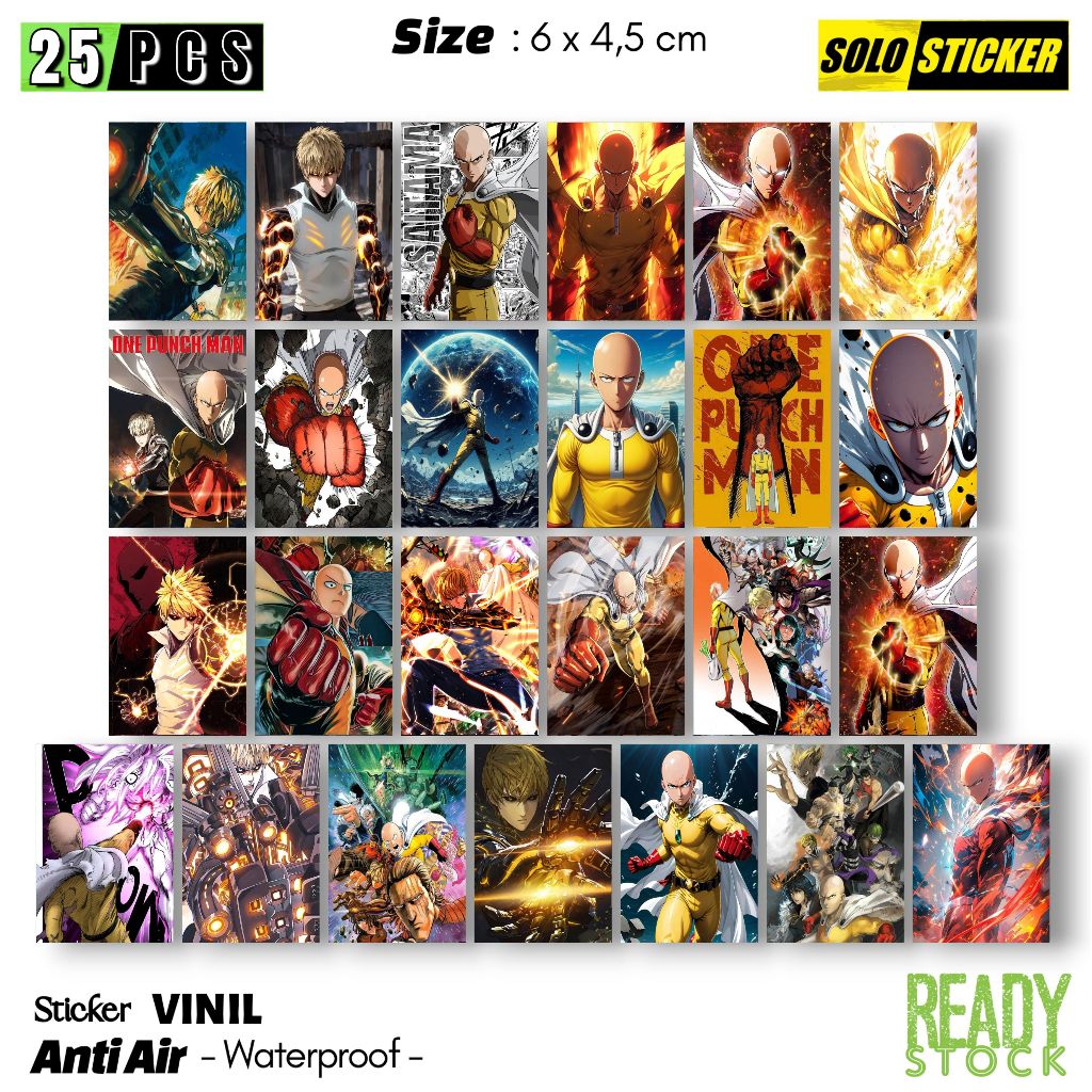 

Sticker Vinil One Pouch Man Saitama Waterproof Sticker Laptop Paper Stationery Tumbler Koper Diary