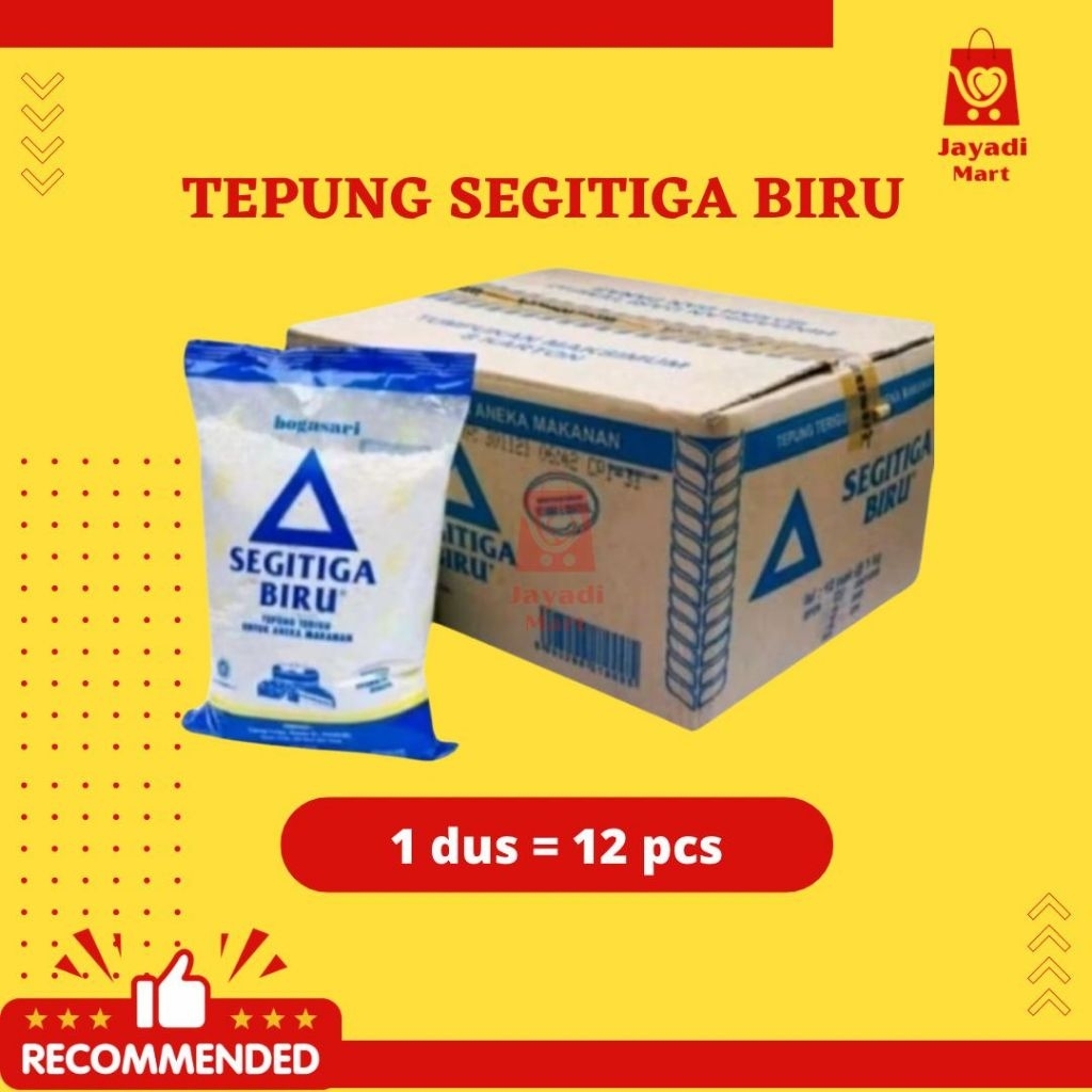 

[DUS] TEPUNG TERIGU SEGITIGA BIRU BOGASARI 1KG ISI 12PCS READY GRAB GOJEK INSTANT