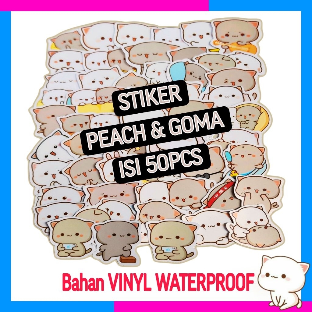 

COD Stiker goma dan peach waterproof isi 50pcs