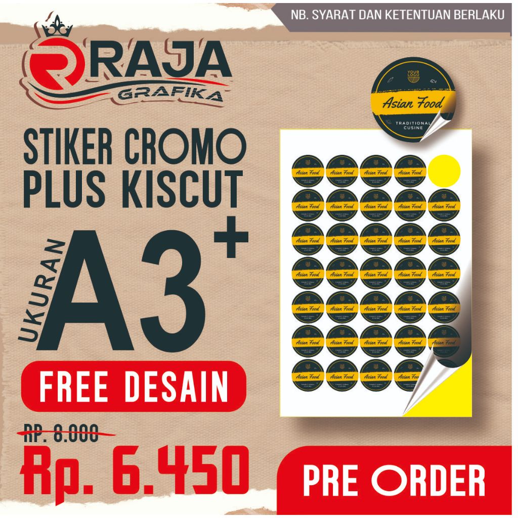 

STICKER CROMO KISSCUT PLUS FREE DESAIN - STICKER LABEL