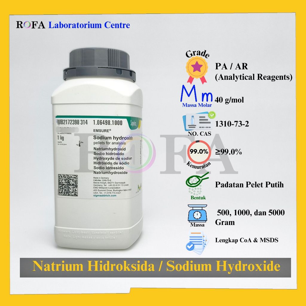 Natrium Hidroksida / Sodium Hidroksida / Sodium Hydroxide / NaOH Pro Analisis 500 - 5000 Gram