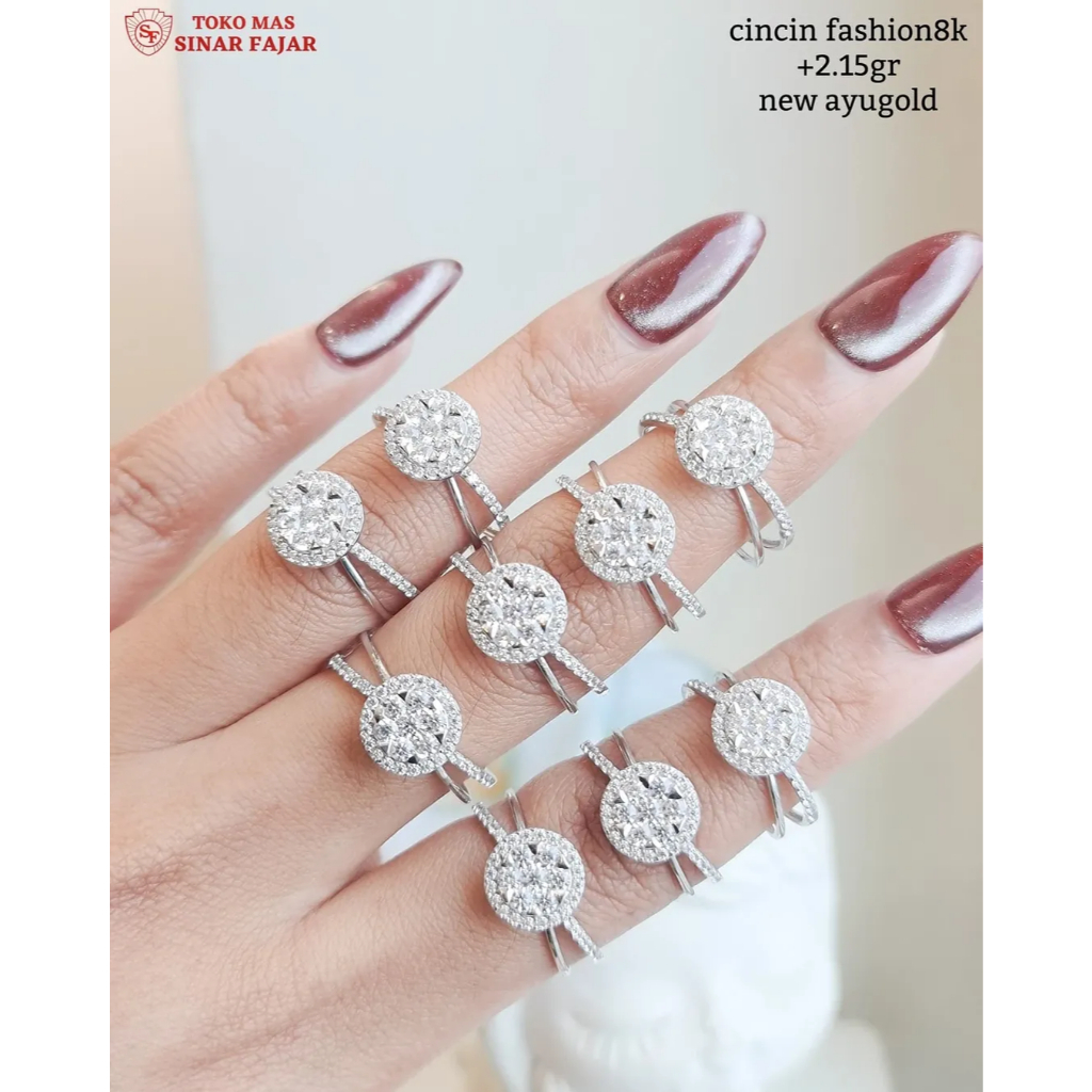 Cincin diamond looks whitegold emas kadar 9k/420% berat 2.15 gr
