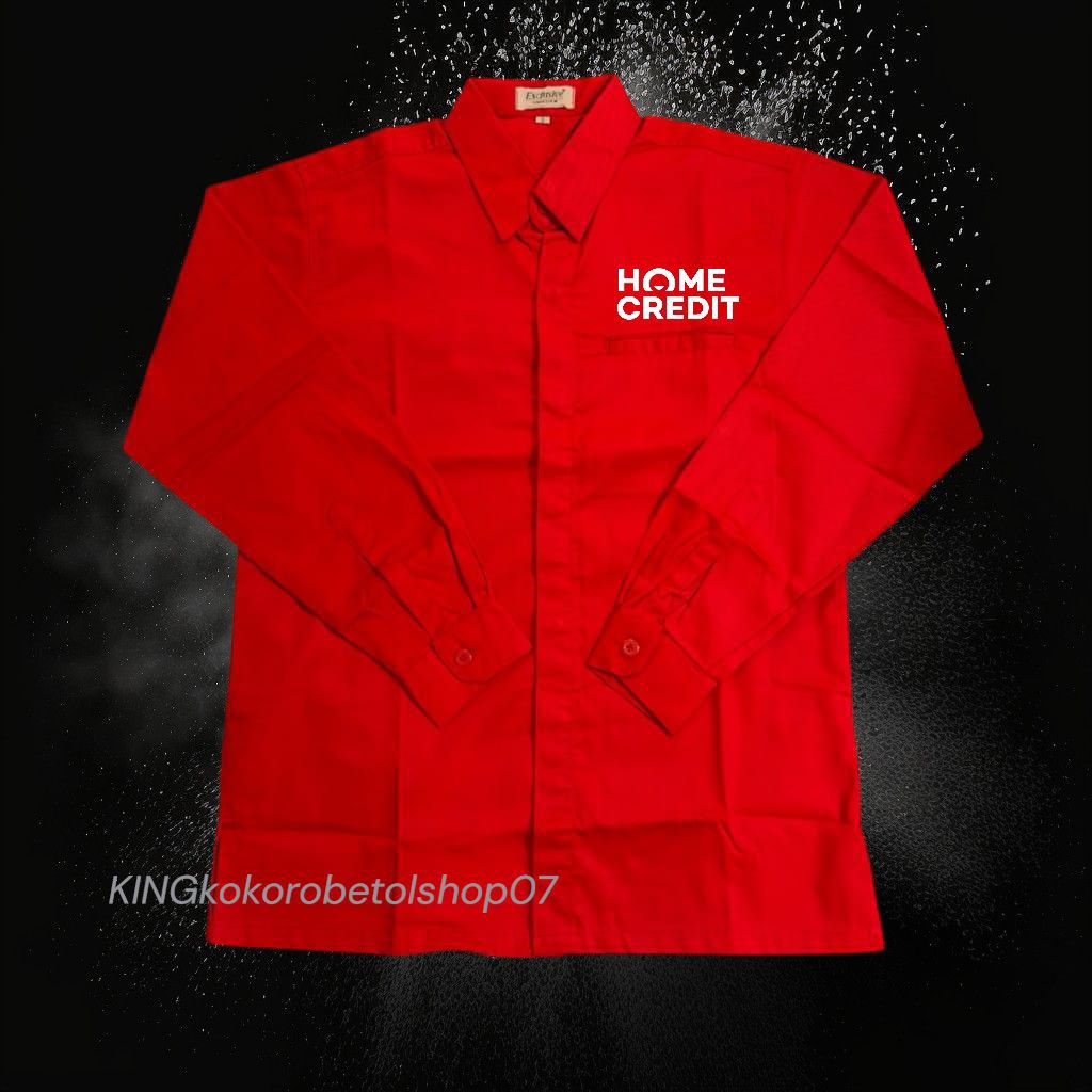 Kemeja Home credit Merah panjang Bordir