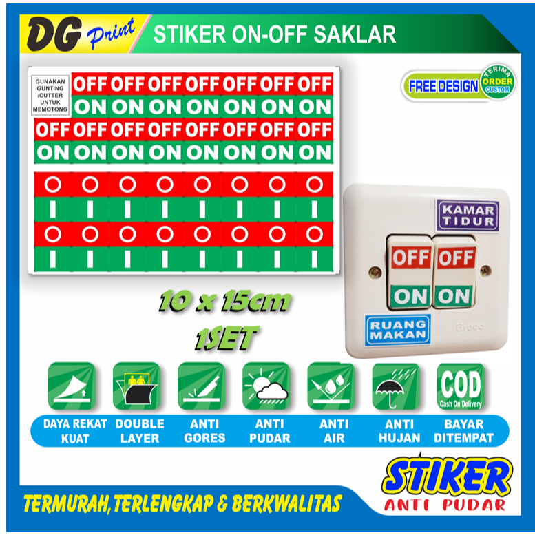 

Stiker anti pudar ON OFF petunjuk kondisi saklar hidup mati sticker alat elektronik
