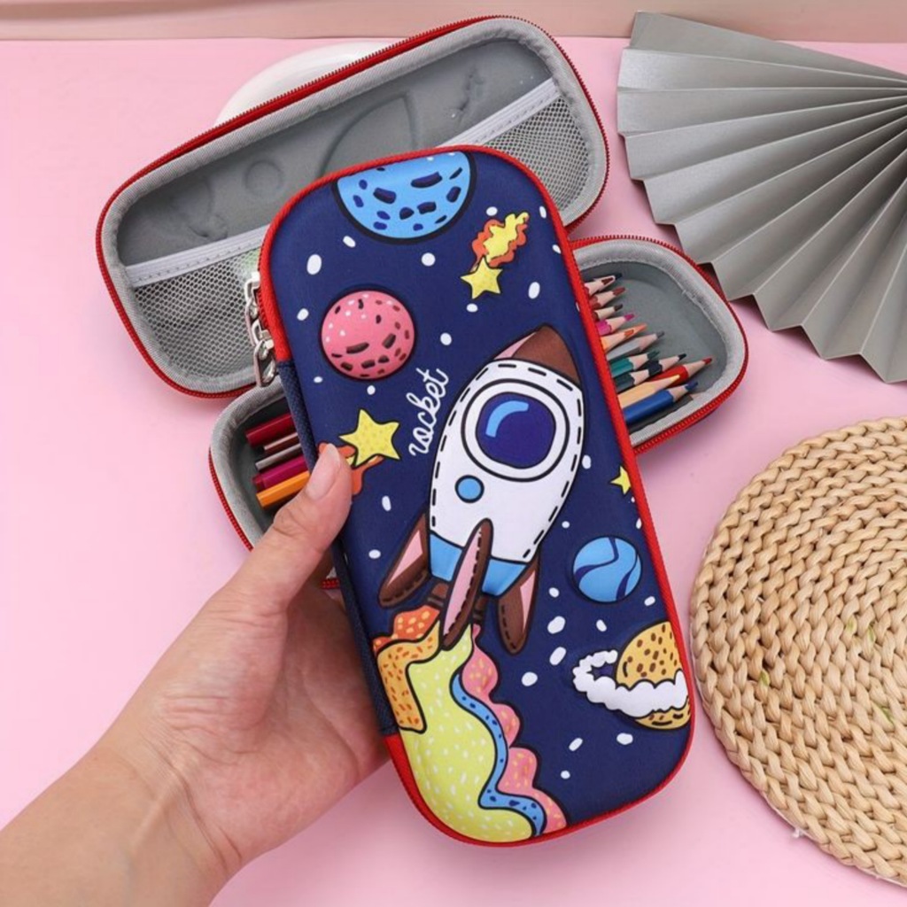 

Tempat Pensil Anak Perempuan dan Laki-laki Gambar 3D Lucu Timbul Bahan Tebal dengan Resleting