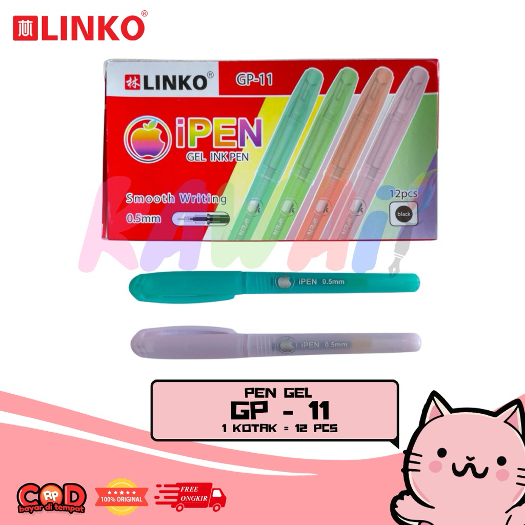 

gel ink pen bolpen pulpen pen pena gel ink 0.5 mm Linko GP-11 isi 12 pcs / 1 lusin