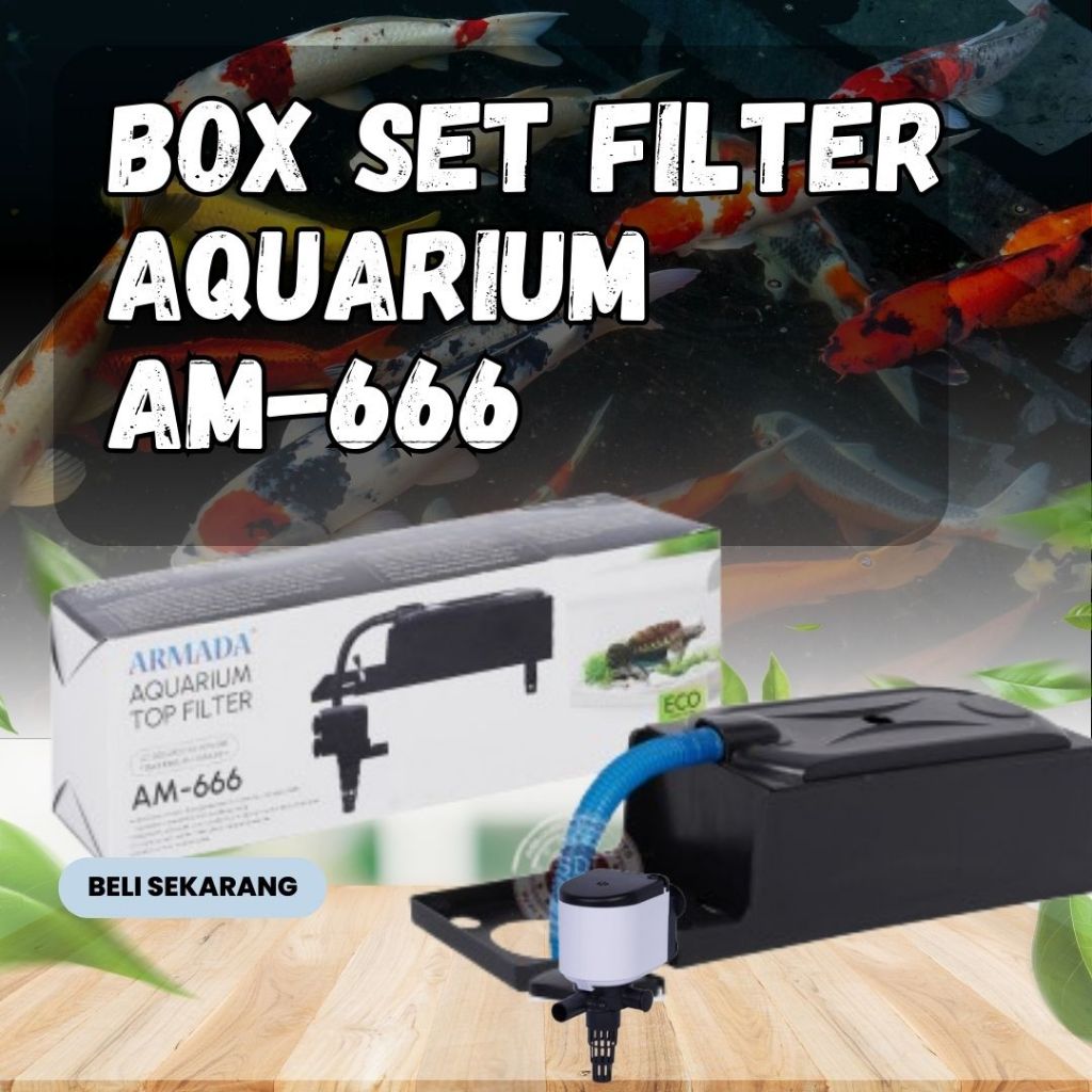 Box Filter Aquarium Tanpa Kuras - Hemat Listrik Akuarium ARMADA AM - 666 GRATIS KAPAS FILTER