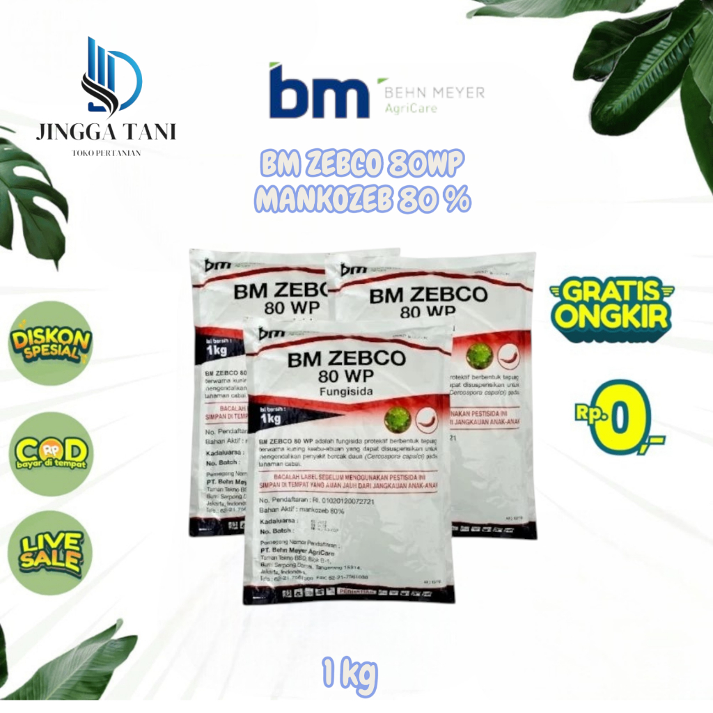 BM Zebco 80WP (1kg) - Mankozeb 80%- Fungisida Tepung Warna Kuning