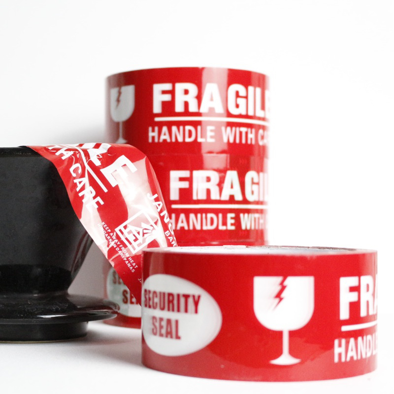 

Isi 6 pcs / 1 slop - Lakban Fragile Merah 48x90y Daya Rekat Kuat dan Elastis