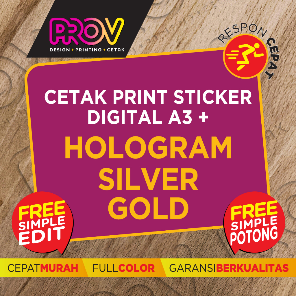 

PROV PRINT STICKER A3plus MURAH MULAI DARI RP 15400 /HOLOGRAM-SILVER-GOLD/ TAMBAHAN FINISING CUTING