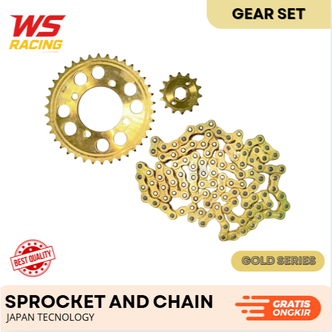 RANTAI GIR GEAR SET EMAS RANTAI GIR RODA KIT SPROKET CHAIN HONDA YAMAHA - JUPITER Z JUPITER MX NEW S