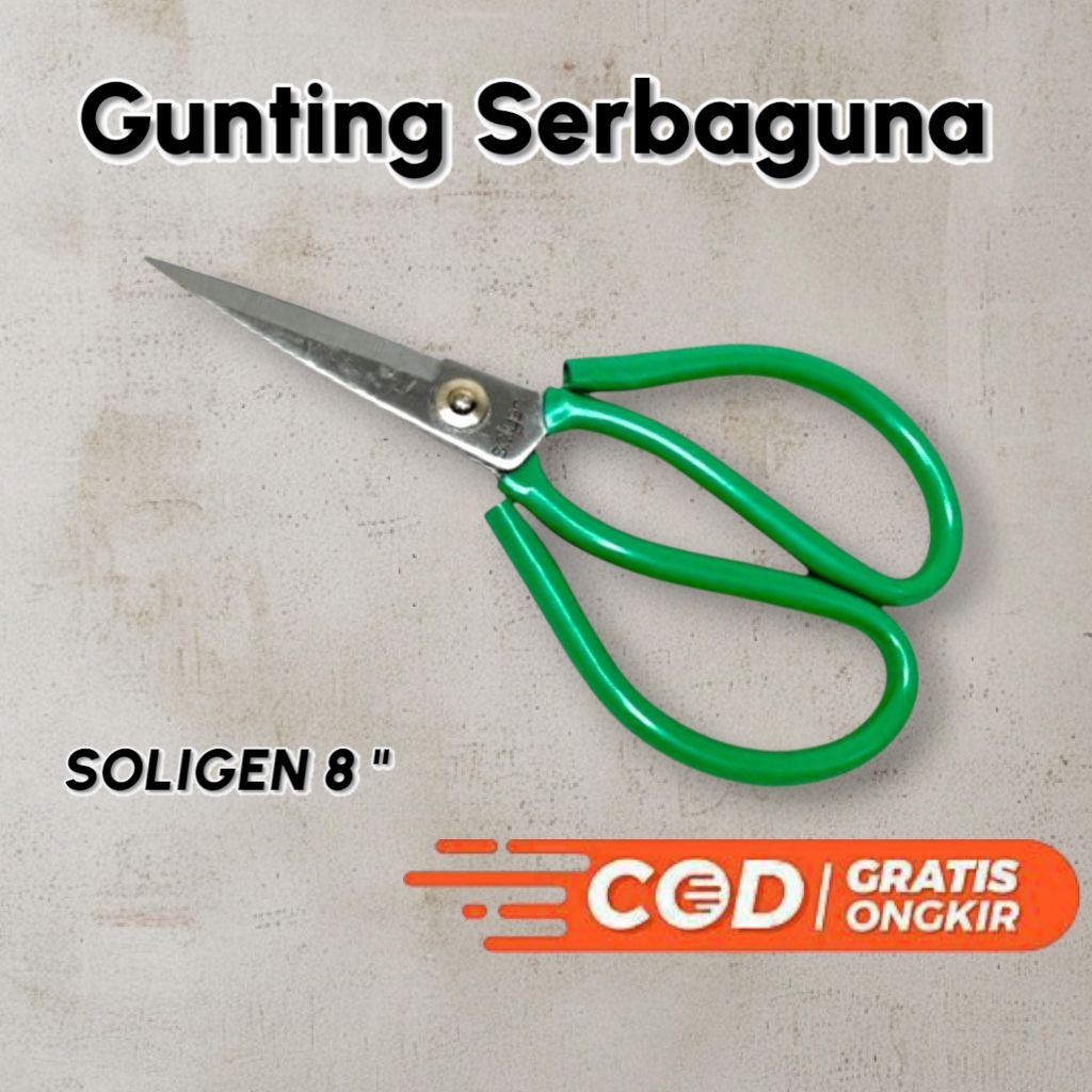 

Gunting Kulit Serbaguna / Gunting Kain / Gunting Jeans Merk Soligen 8 inch
