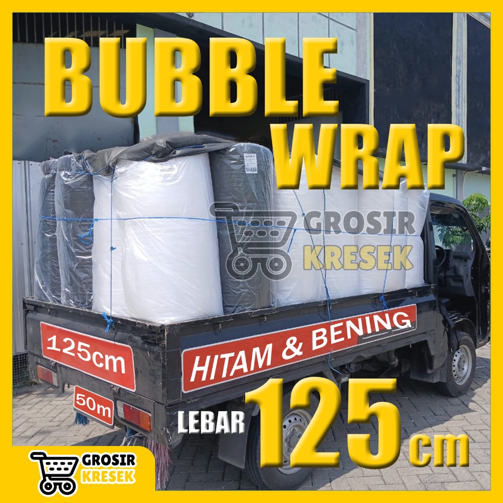 

[1 ROLL] Bubble Wrap Hitam dan Bening 2 kg Panjang 50 meter x 125 cm Packing Murah Surabaya (T199 T200) / Tersedia Potongan 60 / 40 / 30 cm