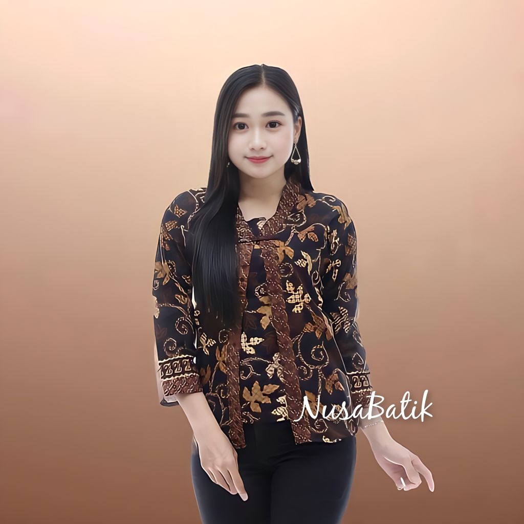 (NusaBatik) Baju Batik Wanita Modern Monalisa Genes M L XL Asli Pekalongan