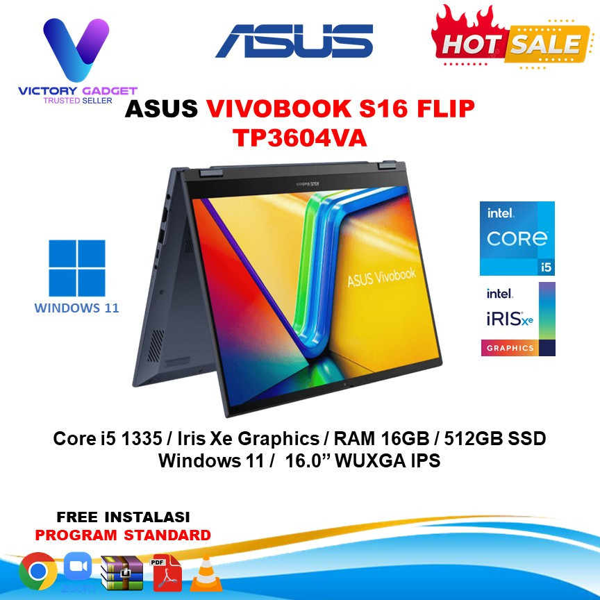 ASUS Vivobook S16 FLIP TP3604VA Touch i5 1335 16GB 512GB W11 16.0 Wuxga IPS