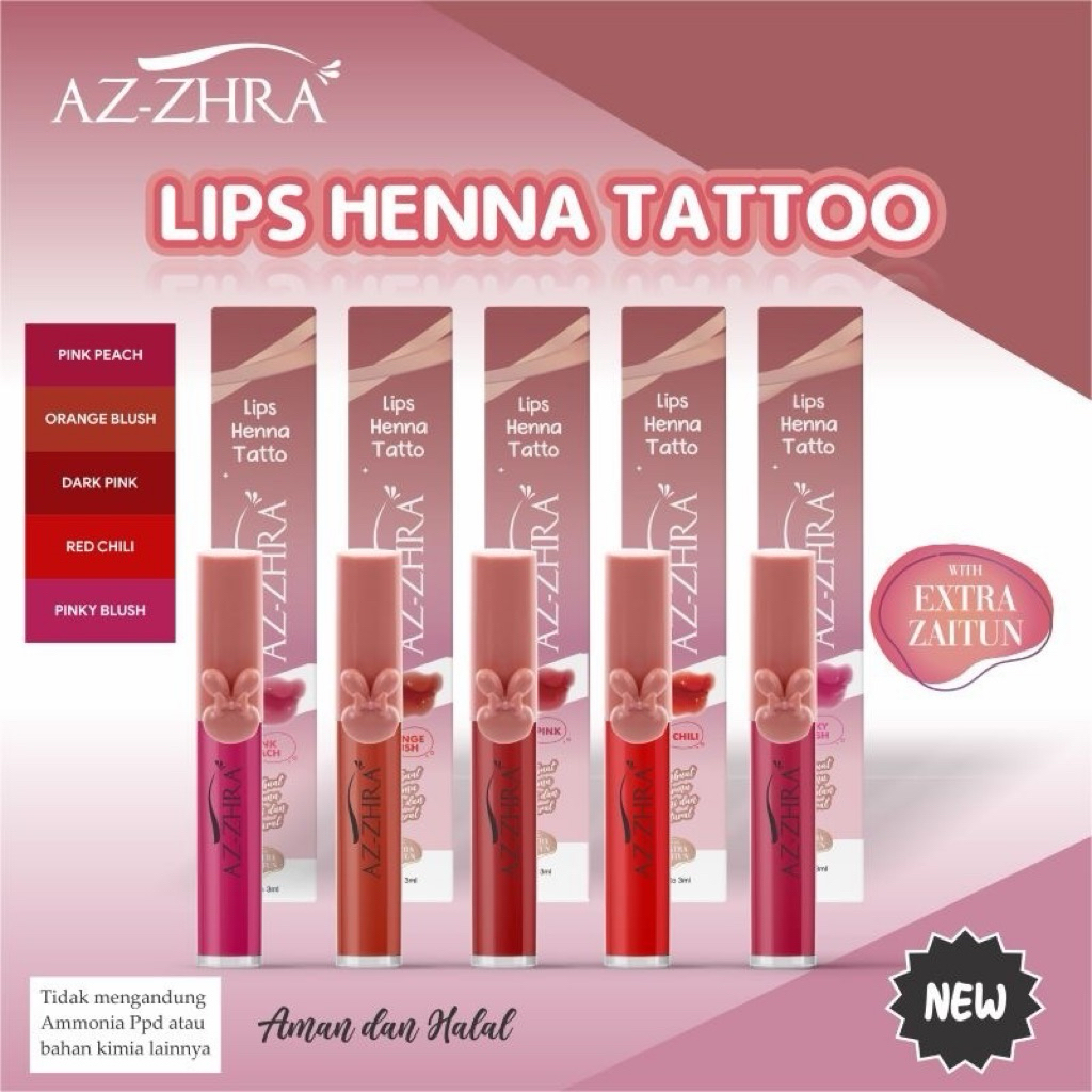 Hena Bibir Lipstik Hena BIBIR TATTO AZ-ZHRA PEEL OF TAHAN LAMA