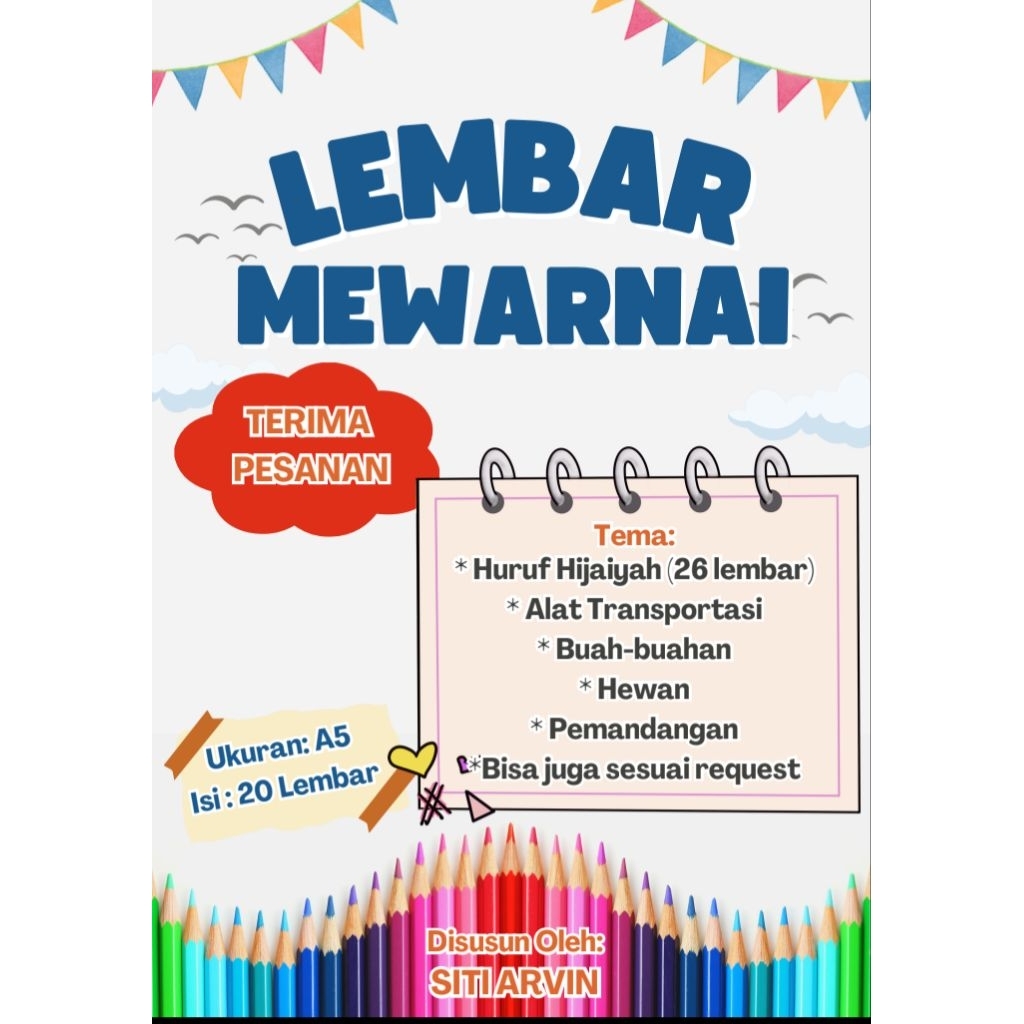 

Lembar mewarnai 20 lembar ukuran a5