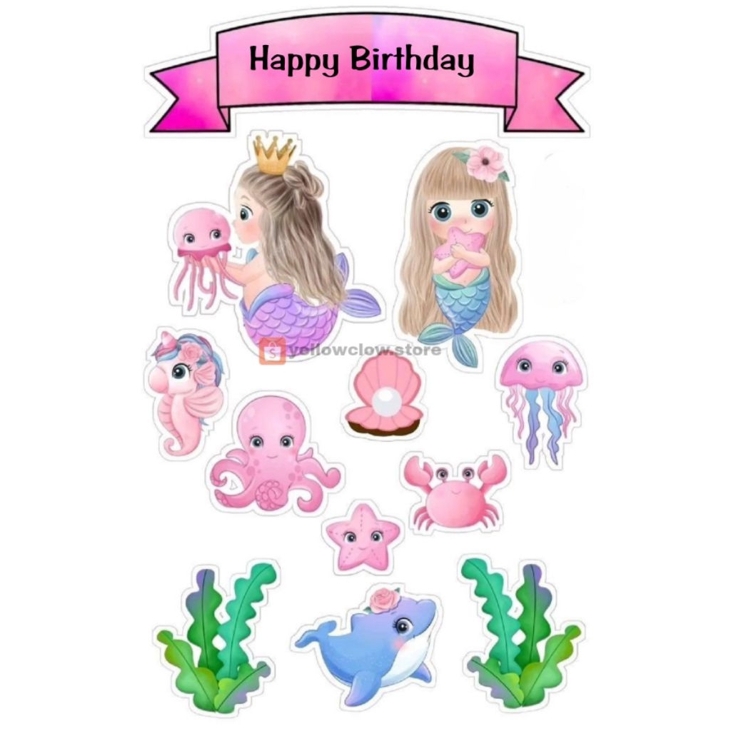 TOPPER KUE TEMA MERMAID / TOPPER HIASAN CAKE MERMAID