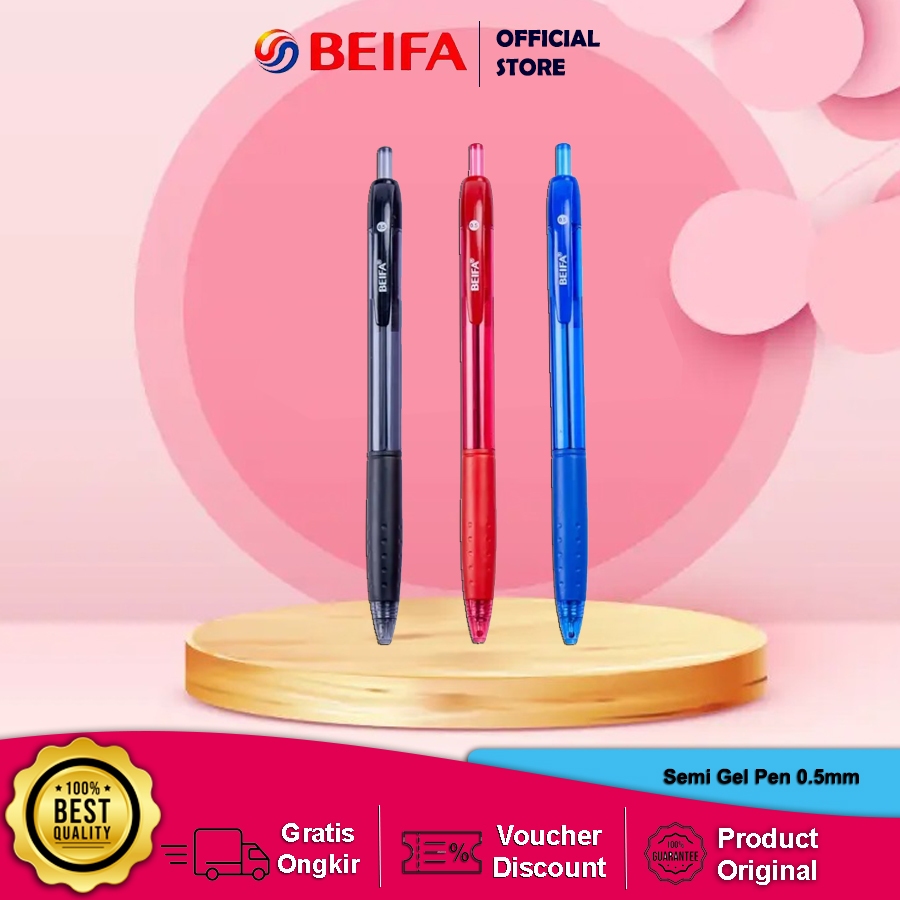 

Beifa Semi Gel Pen TB610 – 1 Pcs - Tinta Hitam/Biru, Pulpen 0.5mm Halus & Elegan