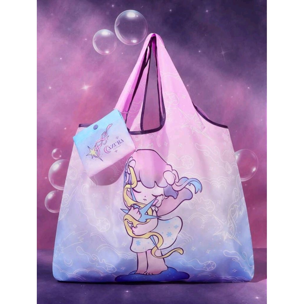 Pop Mart Azura X SHEIN Cartoon Graphic Foldable Shopping Bag, Tote Bag, Includes A Compact Storage P