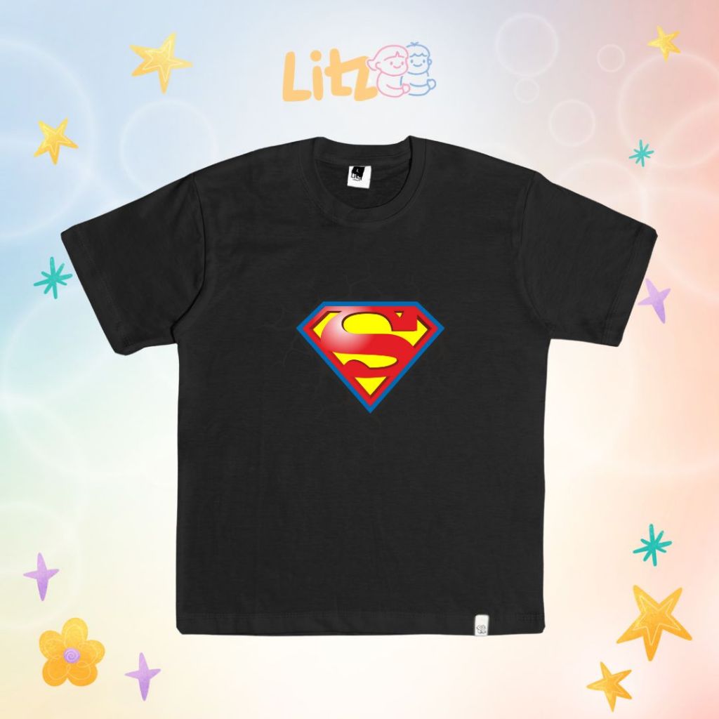 Kaos Katun Anak "SUPERMAN LOGO"  |  Kaos SUPER HERO | Katun Combed Original | Baju Anak Litzee