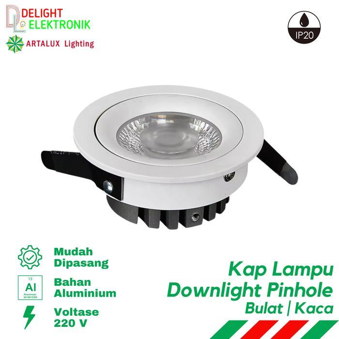 Kap Lampu Downlight Pinhole Rise Fitting MR16 IP20 Bulat Kaca