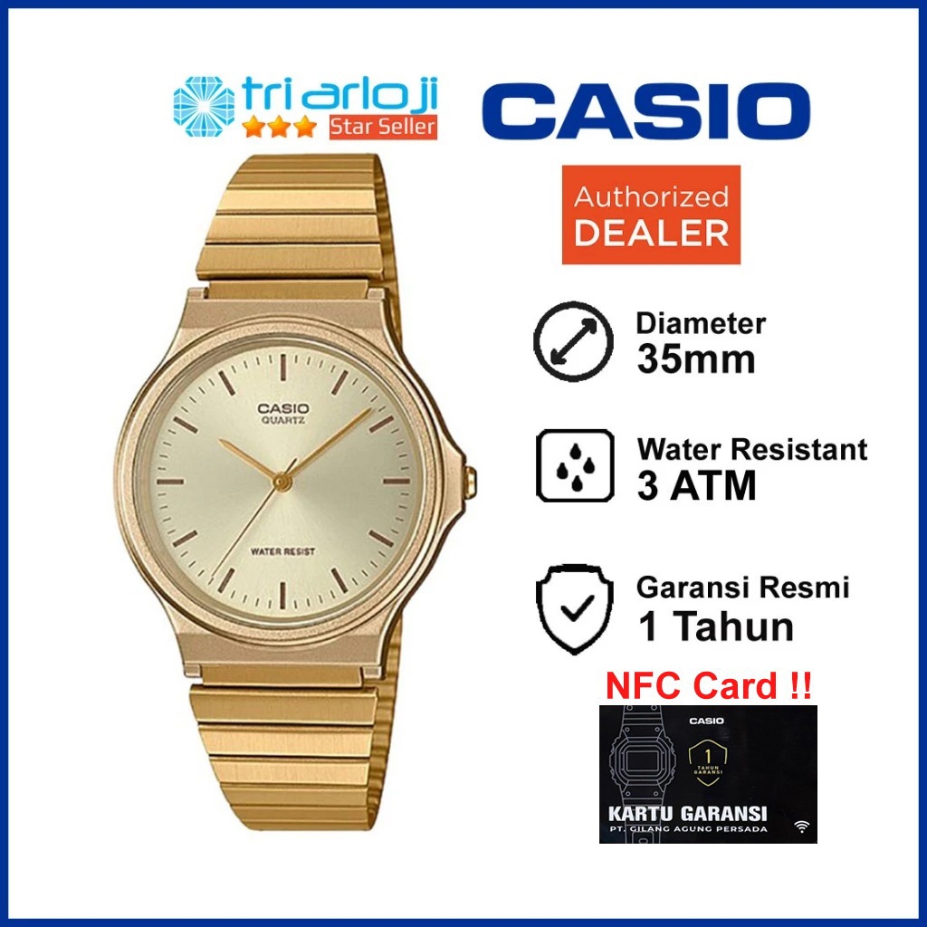 CASIO MQ-24G-9EDF Jam Tangan Unisex Stainless Gold MQ24 MQ24G MQ-24G-9E