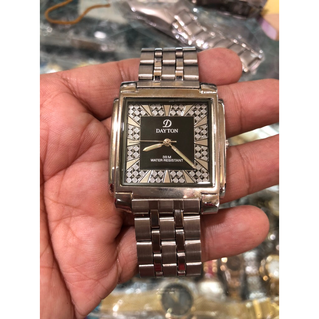 jam tangan klasik pria quartz Dayton stenlis steel water resist klasik fashionable elegan