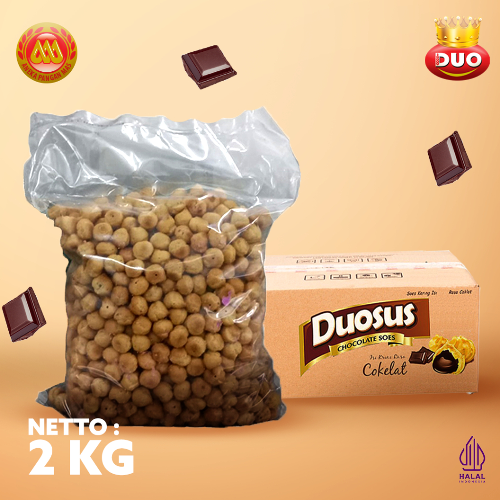 

DUO Duosus Kue Sus Kering Isi krim Cokelat / Vanilla / Blueberry / Keju - Netto 2Kg Snack Cemilan Anak Murah
