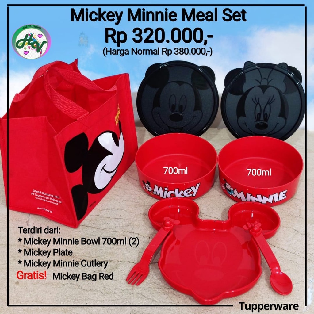 Tupperware mickey minnie meal set tempat bekal makan anak