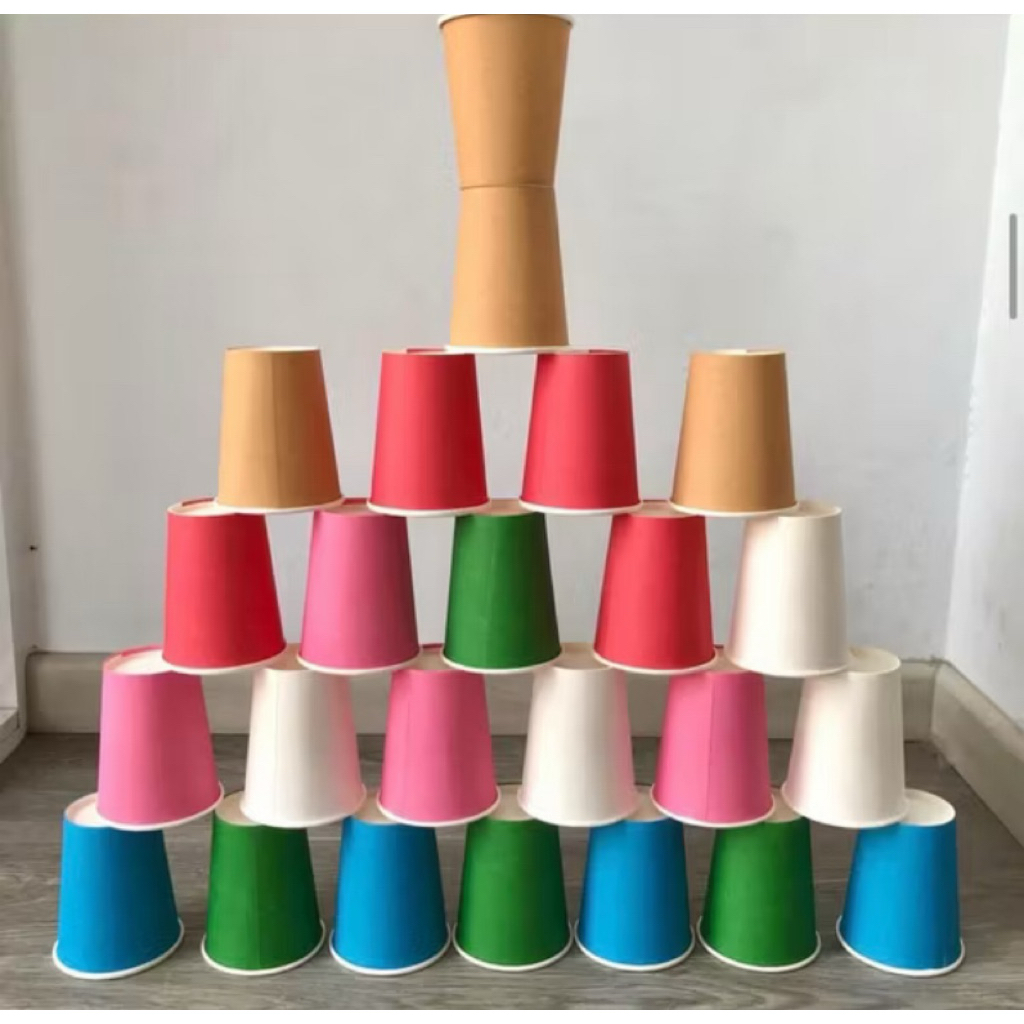 Papercup untuk anak belajar montessori - Papercup warna warni - gelas kertas