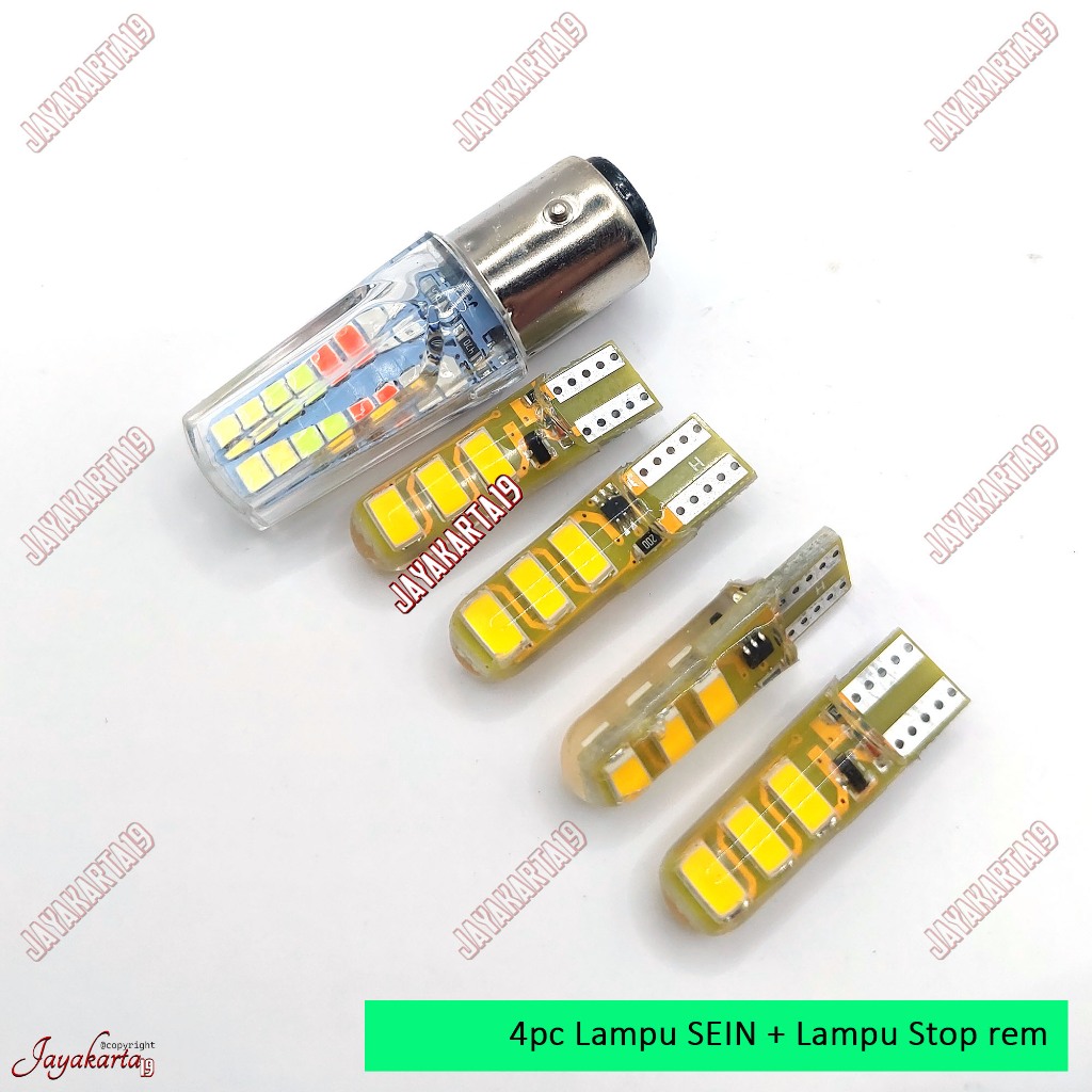 4 PCS Lampu Sen Jelly Kedip LED T10 6 Mata PAKET Lampu rem belakang kedip