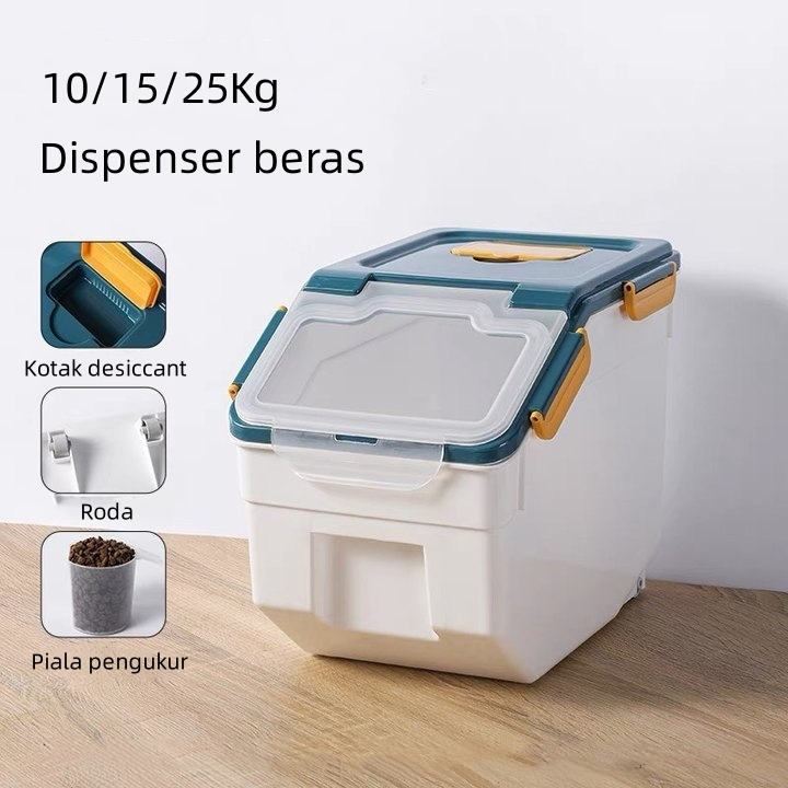 Dispenser Beras 25 KG Rice Dispenser Tempat Wadah Penyimpanan Beras Otomatis Rice Box 25 kg
