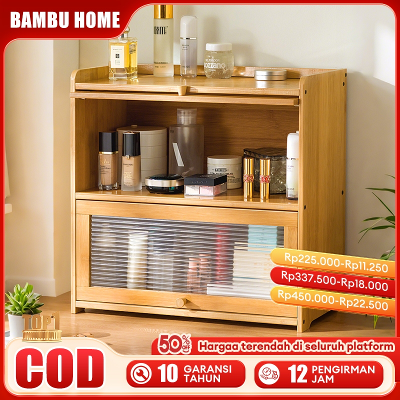 Lemari Mini Rak Laci Kosmetik 3 SusunTempat Kosmetik Rak Kabinet Dapur Kayu Lemari Penyimpanan