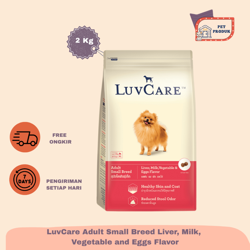 LuvCare Adult Small Breed Liver, Milk, Vegetable and Eggs Flavor| Dry Food 2kg
