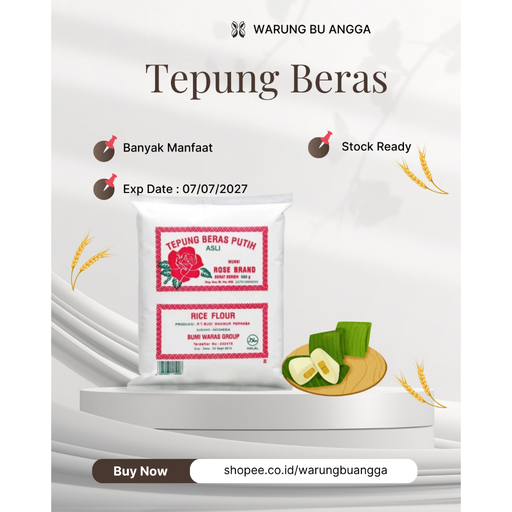 

Tepung Beras Putih 500 gr Rose Brand