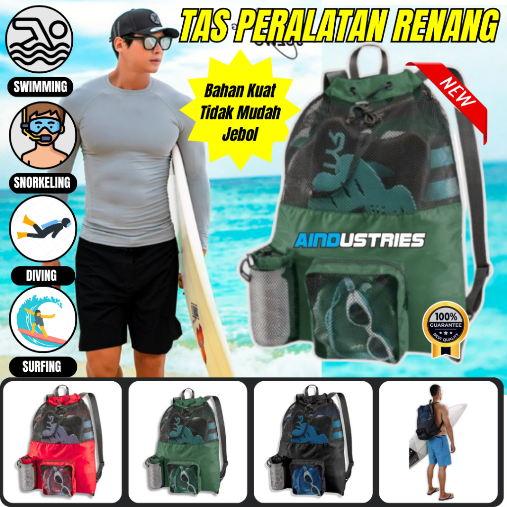 Tas Renang Waterproof Serut Praktis Bawa Perlengkapan tas renang jaring dewasa