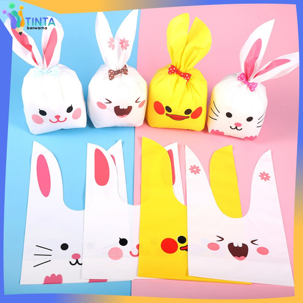 

Plastik Bingkisan Ultah Anak Karakter Kelinci Lucu / Kantong Souvenir Snack Rabbit Plastic Bag / Plastik Goodie Bag Kecil Tinta Berwarna C1181