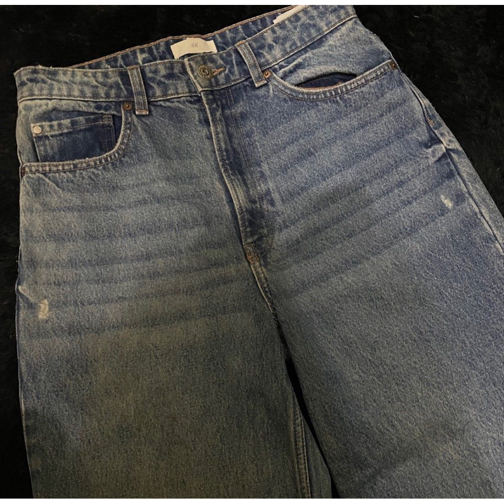 NEW H&M RIPPED WIDE JEANS