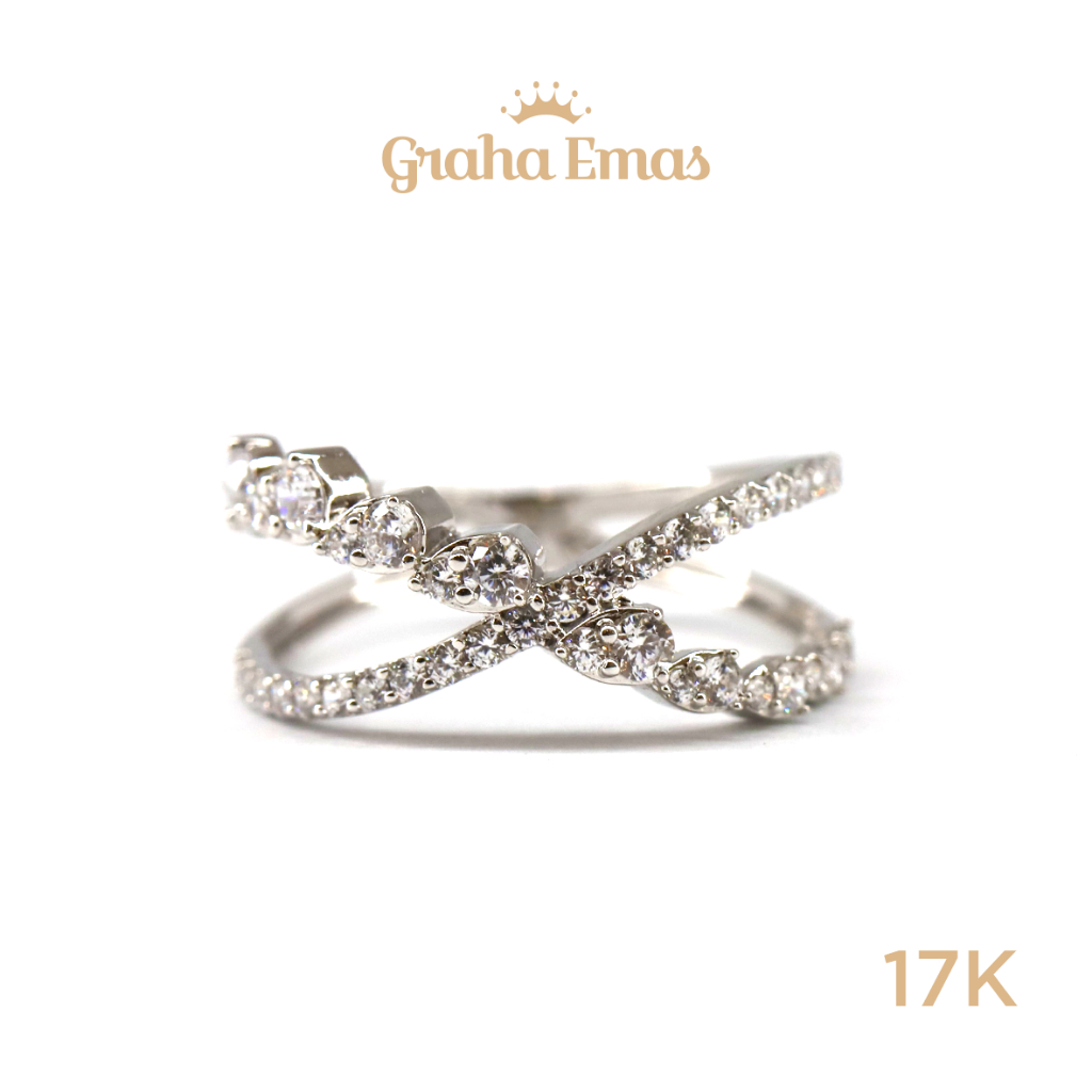 Graha Emas Cincin Emas Putih Bentuk 17K - White Gold Model Ring 17 Carat M1022