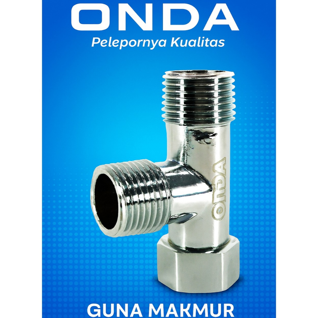 T CABANG M X F 1/2" ONDA TEE SAMBUNG KUNINGAN DRAT LUAR DALAM BRASS CHROME